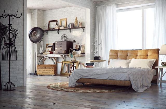 A cozinha é mobiliário típico de estilo industrial