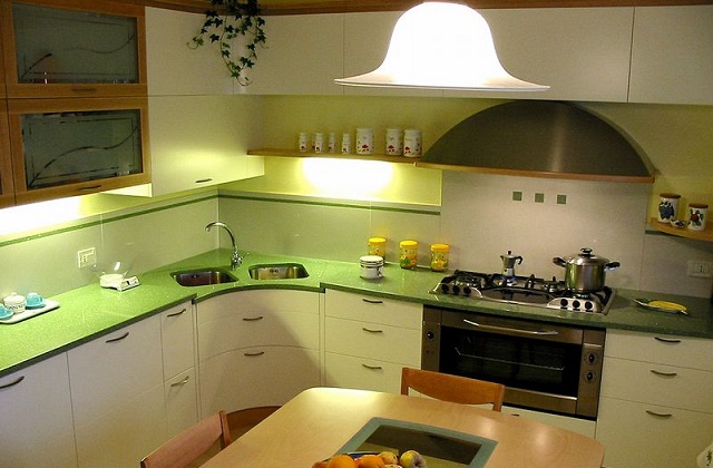 O verde é uma cor muito usada nas cozinhas