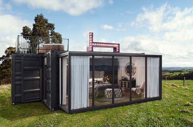 Um hotel de luxo dentro de um container