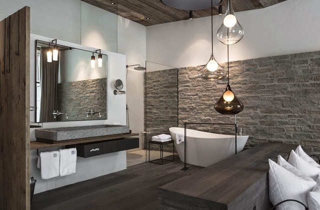 Escolhendo a pedra para o banheiro uma elegância efeito rústico