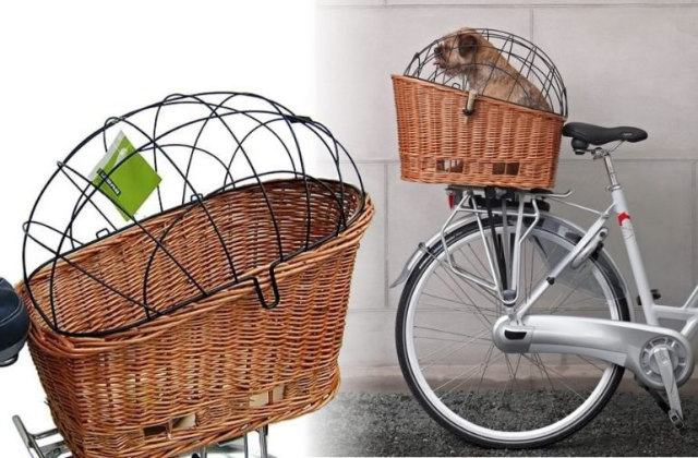 Cesta de bicicleta tipo gaiola para transportar seu cão com segurança